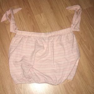 Paper heart pink and white tube top with sleeves.